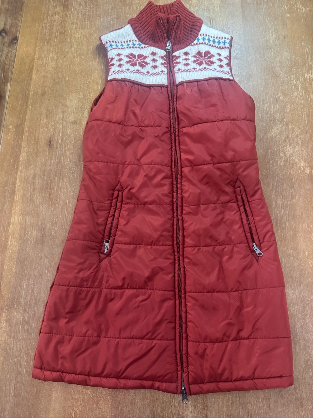 Mossimo Supply Co. Burnt Orange Quilted Puffer Dress with Nordic Yoke